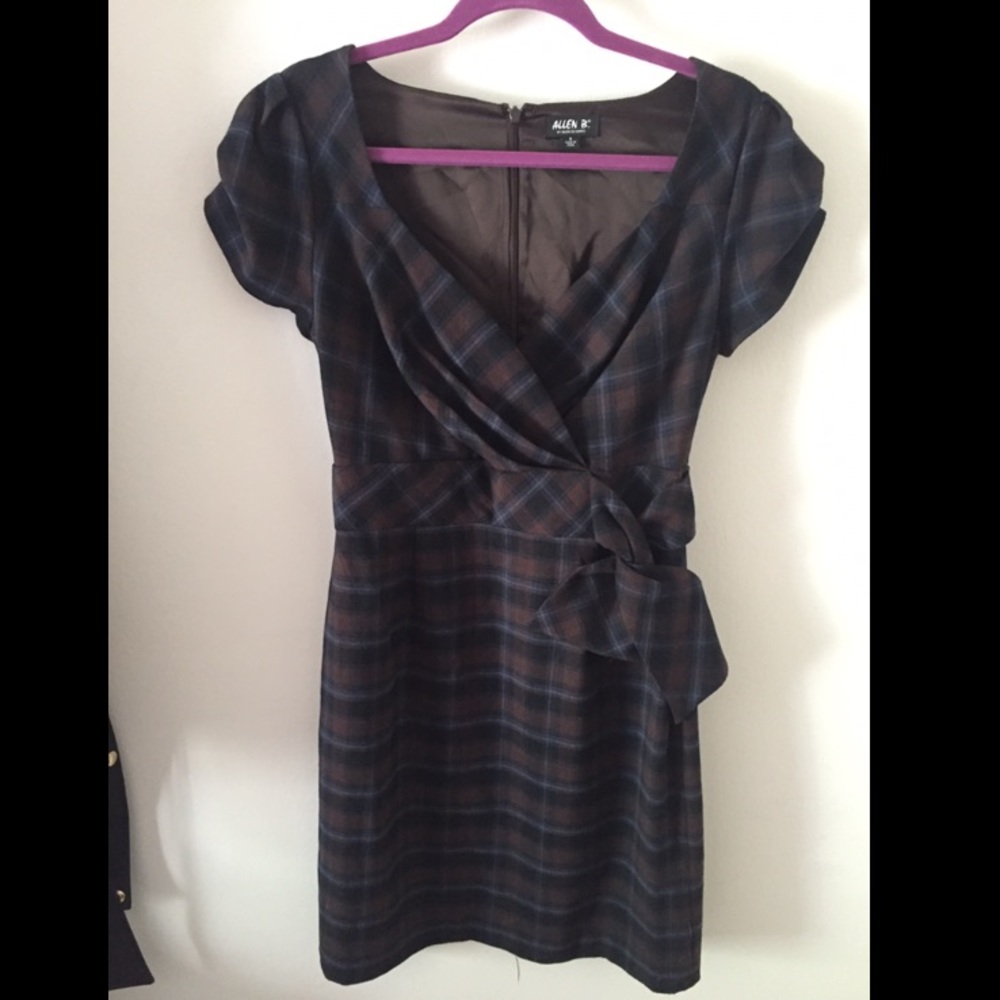 Allen B. Plaid Faux Wrap Dress
